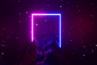 Foto de un neón rectangular con un fondo oscuro